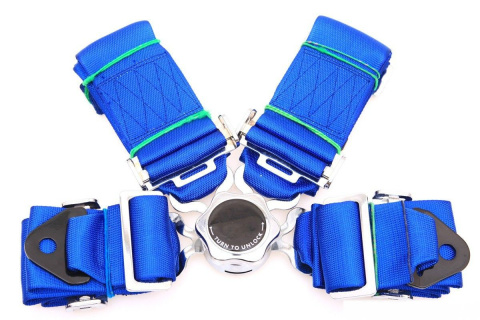 Pasy sportowe 4 punktowe Runner 3" blue