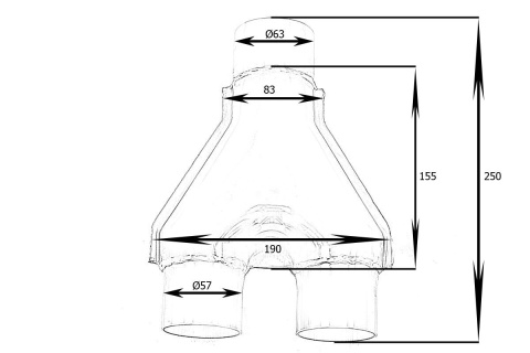 Y-Pipe trójnik wydechowy 2,25 - 2,5"