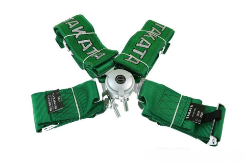 Pasy sportowe szelkowe 4 punktowe 3" Takata green