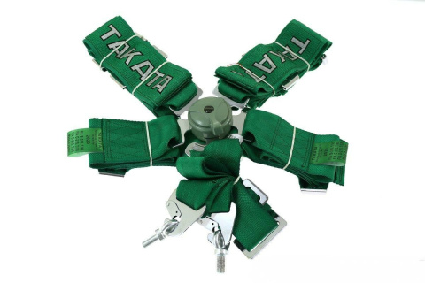 Pasy sportowe szelkowe 6 punktowe 3" Takata green