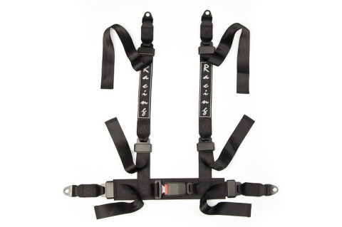 Pasy sportowe 4 punktowe Racing homologacja E black