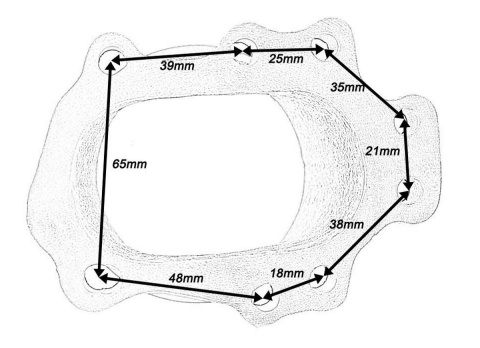 Flansza downpipe 8 śrub T25 T28 GT25 GT28 na 3" V-Band odlew