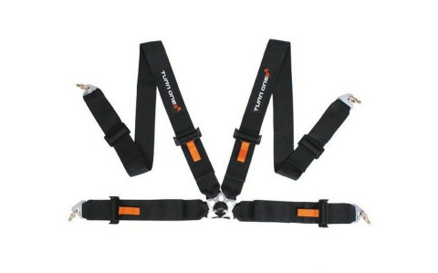 Pasy sportowe 4 punktowe TURN ONE First FIA black