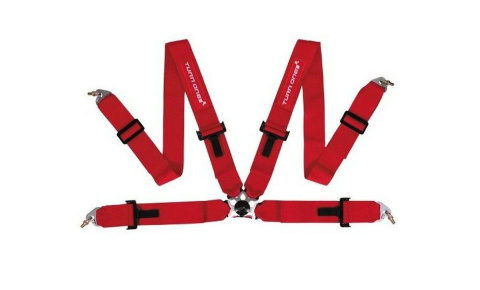 Pasy sportowe 4 punktowe TURN ONE First FIA red