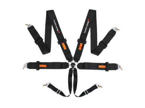 Pasy sportowe 6 punktowe TURN ONE FIA black