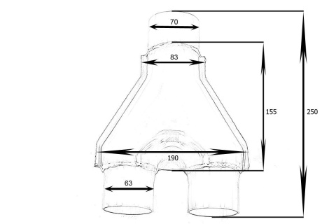 Y-Pipe trójnik wydechowy 2,5 - 2,75"