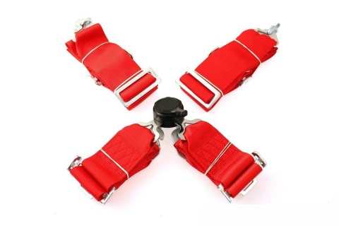 Pasy sportowe 4 punktowe 3" Quick red