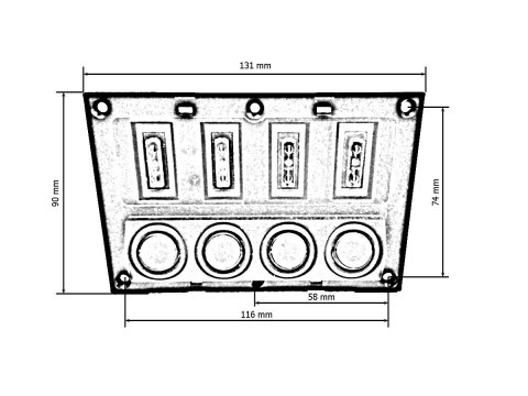 Panel przełączników 12/24V ON-OFF x 4 + bezpieczniki 2 x 5A, 10A, 15A LED IP68