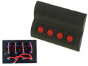 Panel przełączników 12/24V ON-OFF x 4 + bezpieczniki 2 x 5A, 10A, 15A LED IP68