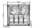 Panel przełączników ON-OFF x 4 + gniazdo zapalniczki + gniazdo USB 3.1A + 2 bezpieczniki 15A