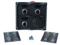 Panel przełączników 12V SPST/ON-OFF x 3 + gniazdo 12V + 2 bezpieczniki 15A IP68