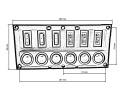 Panel przełączników 12/24V ON-OFF x 6 + bezpieczniki 3 x 5A, 2 x 10A, 15A LED IP68