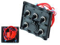 Panel przełączników 12V SPST/ON-OFF x 5 + 2 gniazda USB + 3 bezpieczniki 15A IP68
