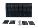 Panel przełączników 12/24V ON-OFF x 6 + bezpieczniki 3 x 5A, 2 x 10A, 15A IP68