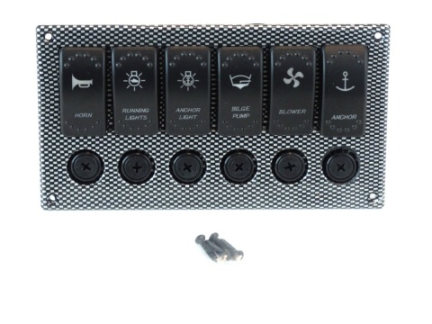 Panel przełączników 12/24V x 6 + bezpiecznik x 6 IP68