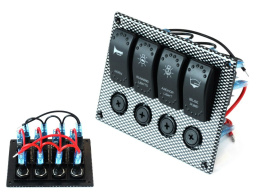 Panel przełączników 12/24V x 4 + bezpiecznik x 4 IP68