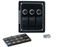 Panel przełączników aluminiowy ON-OFF x 3 + bezpiecznik 5A, 10A, 15A IP68