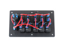 Panel przełączników aluminiowy ON-OFF x 5 + gniazdo 12V + bezpiecznik 3 x 5A, 2 x 10A, 15A IP68