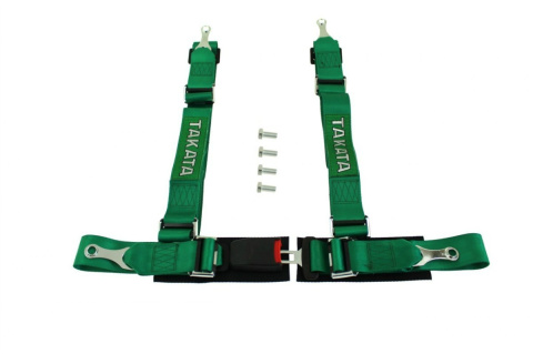 Pasy sportowe szelkowe 4 punktowe 2" Takata green
