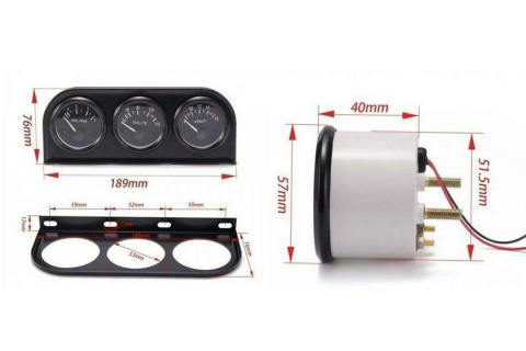 Zestaw wskaźników KET VDO Look CIŚNIENIA OLEJU TEMPERATURY OLEJU WOLTOMIERZ