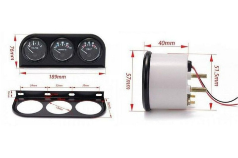 Zestaw wskaźników KET VDO Look CIŚNIENIA OLEJU TEMPERATURY WODY WOLTOMIERZ