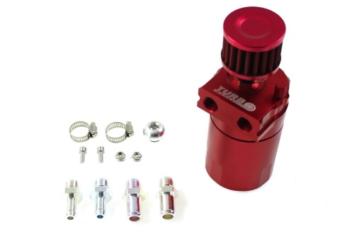 Oil catch tank TurboWorks 0,3l 10mm 15mm sitko + filtr PRO red