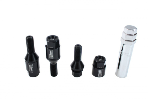 Śruby do kół + nakładki D1Spec Heptagon 14 x 1.5 stalowe black