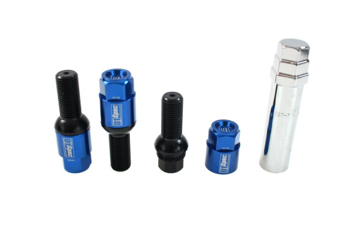 Śruby do kół + nakładki D1Spec Heptagon 14 x 1.5 stalowe blue