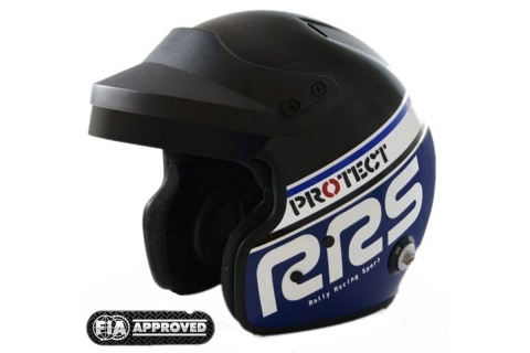 Kask otwarty RRS Protec Jet - SNELL FIA HANS czarno-niebieski