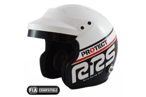 Kask otwarty RRS Protec Jet - SNELL FIA HANS czarno-biały