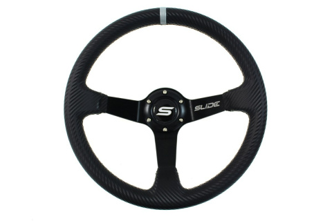 Kierownica sportowa SLIDE 350mm offset 90mm carbon silver strip