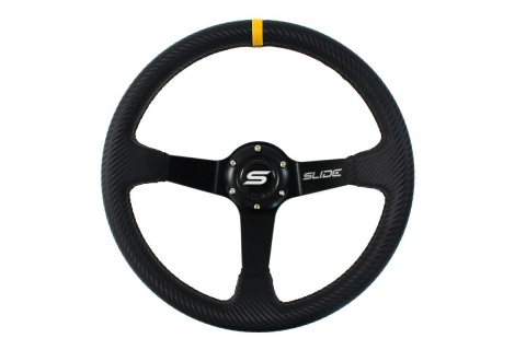 Kierownica sportowa SLIDE 350mm offset 90mm carbon yellow strip