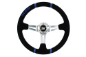Kierownica zamszowa SLIDE 350mm offset 90mm blue strip