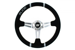 Kierownica zamszowa SLIDE 350mm offset 80mm silver