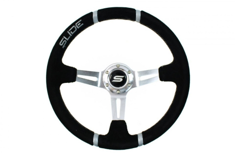 Kierownica zamszowa SLIDE 350mm offset 80mm silver