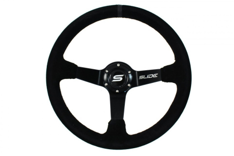 Kierownica zamszowa SLIDE 350mm offset 90mm black