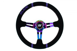 Kierownica zamszowa SLIDE 350mm offset 80mm neochrome