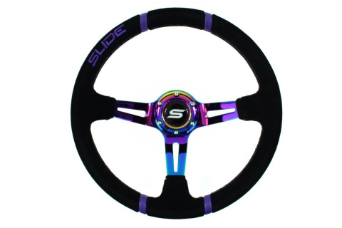 Kierownica zamszowa SLIDE 350mm offset 80mm neochrome