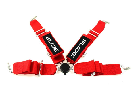 Pasy sportowe 4 punktowe 3" SLIDE QUICK red
