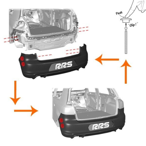 Zapinki maski / zderzaka RRS Push Clip czarne
