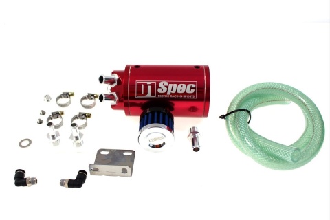 Oil catch tank D1Spec 0,7l 15mm red + filtr
