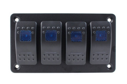 Panel przełączników aluminiowy ON-OFF x 4 blue