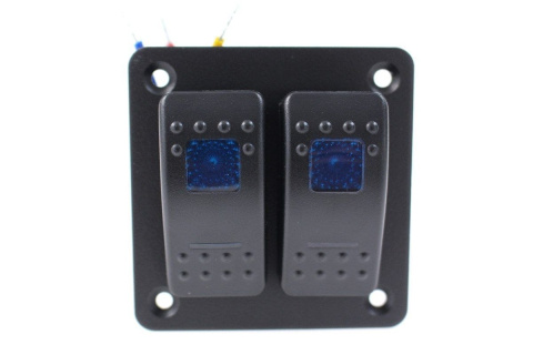Panel przełączników aluminiowy ON-OFF x 2 blue