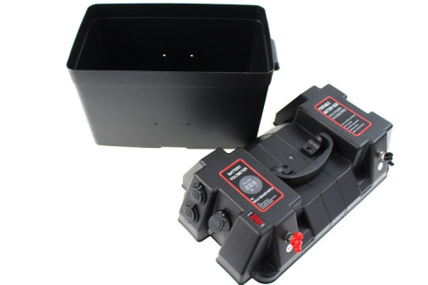 Obudowa akumulatora skrzynka 340x195x205 + voltomierz + USB