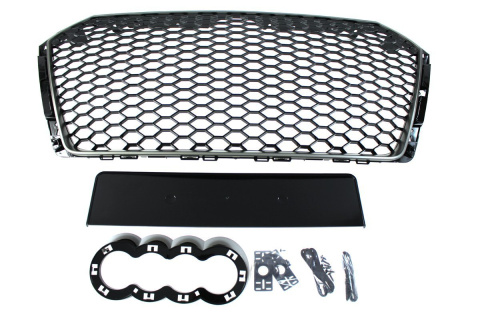 Grill AUDI A4 B9 2016+ RS-STYLE satin black PDC