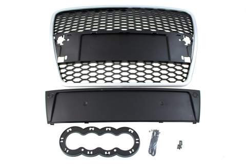 Grill AUDI A6 C6 2004-2009 RS-STYLE silver-black