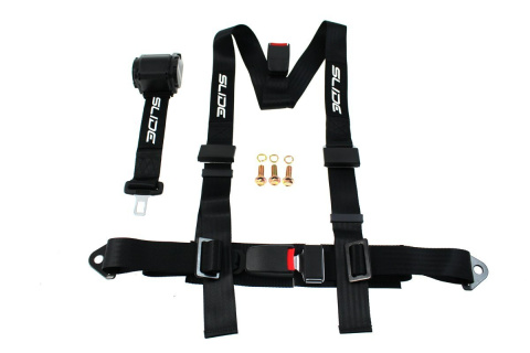 Pasy sportowe 3 punktowe 2" SLIDE napinacz black