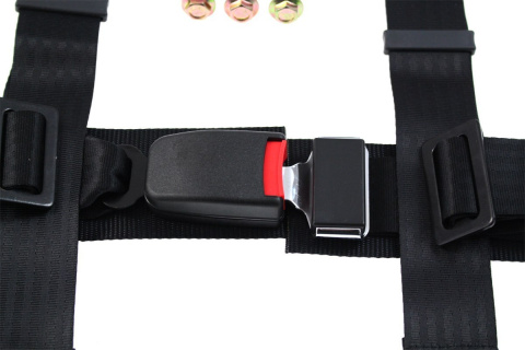 Pasy sportowe 3 punktowe 2" SLIDE napinacz + mocowania black