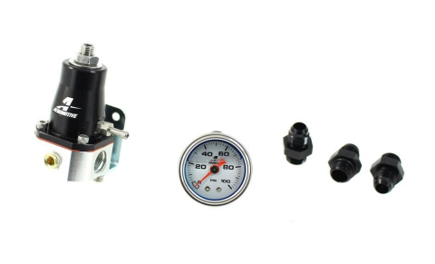 Regulator ciśnienia paliwa Aeromotive EFI 1000KM AN6 Silver + wskaźnik