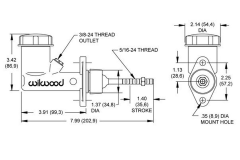 Pompa hamulca hydraulicznego ze zbiorniczkiem Wilwood 0,7" ORYGINAŁ